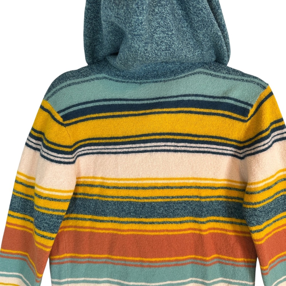 Toad&Co Sweater Heartfelt Merino Hoodie S 100% Wool Striped Cardigan Gooseberry - Picture 8 of 12